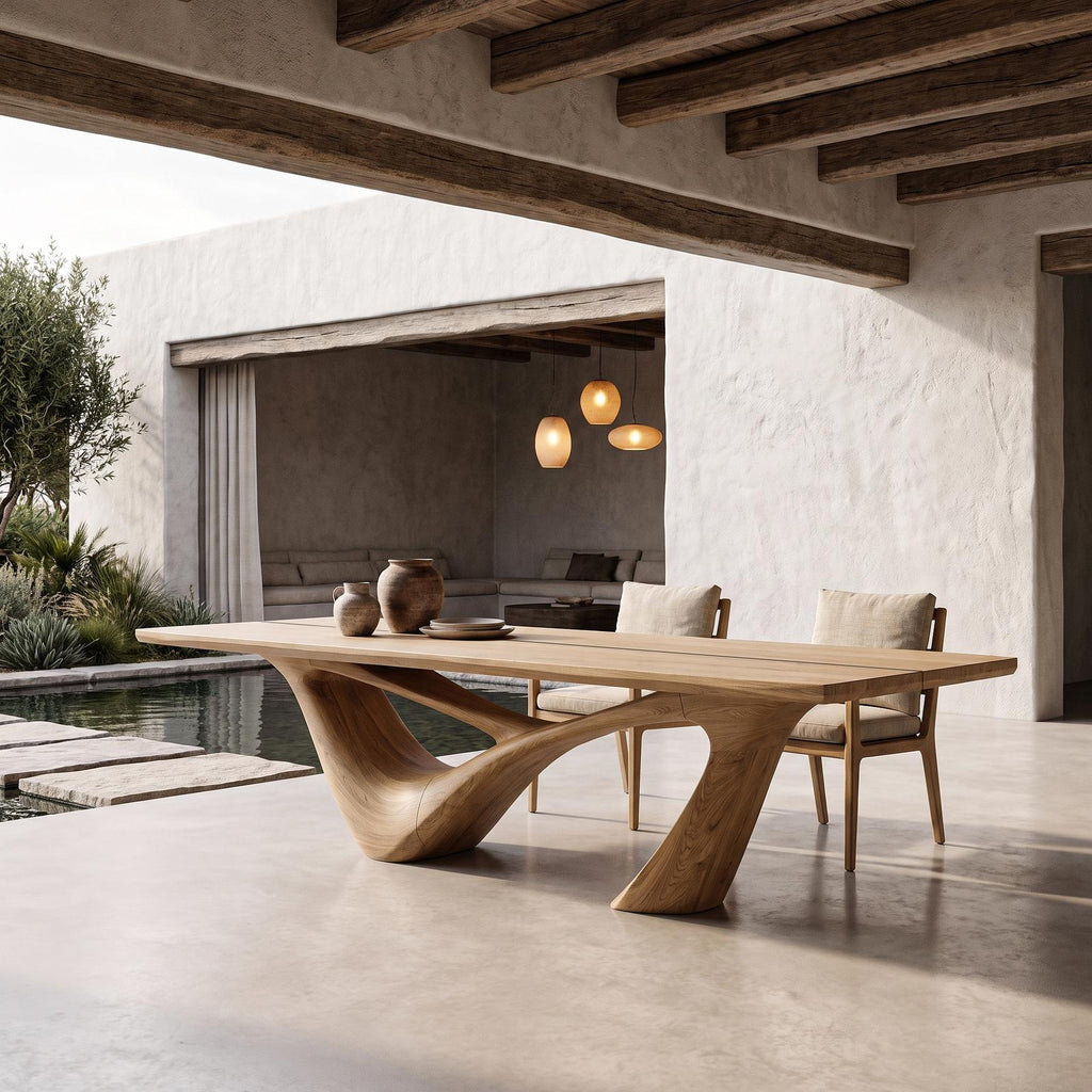 Minimalist Wing Pedestal Dining Table Solid Wood Dining Table For Dining Room
