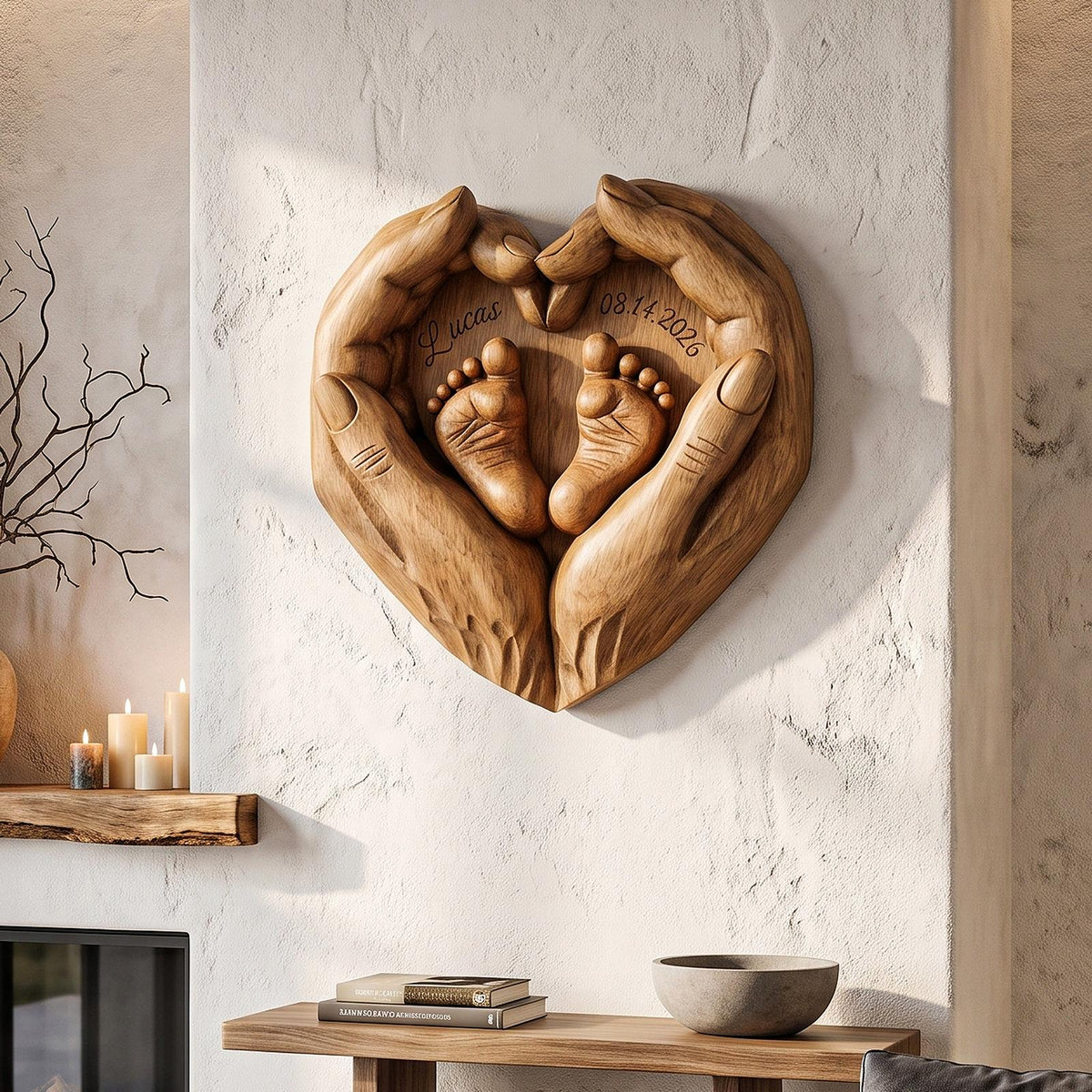 Rustic Baby Birth Keepsake Wall Art With Custom Name Design For Nursery And Baby Room SINLHAWA144
