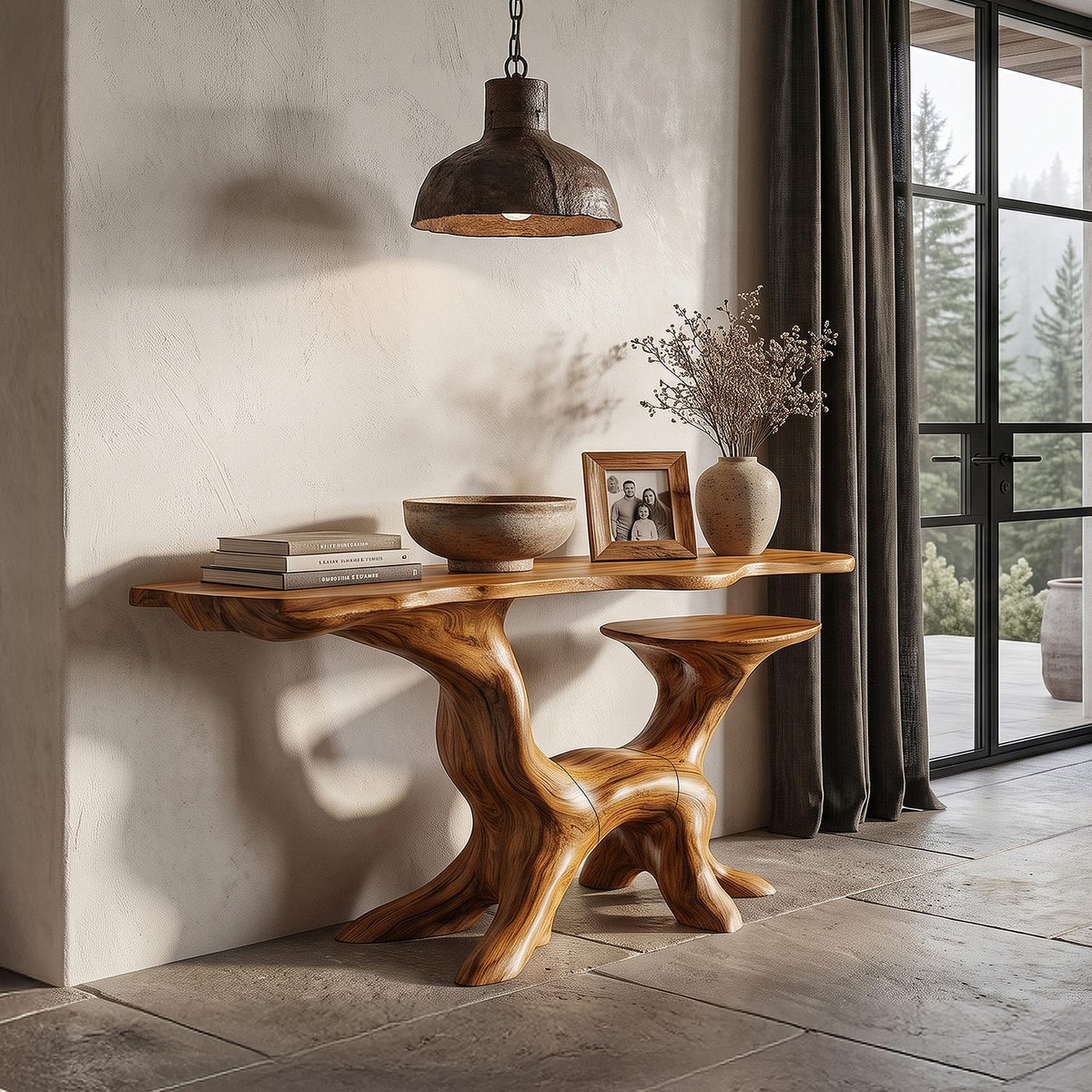 Organic Console Table With Sculptural Tree Root Design For Entryway And Living Room SINLHACS690