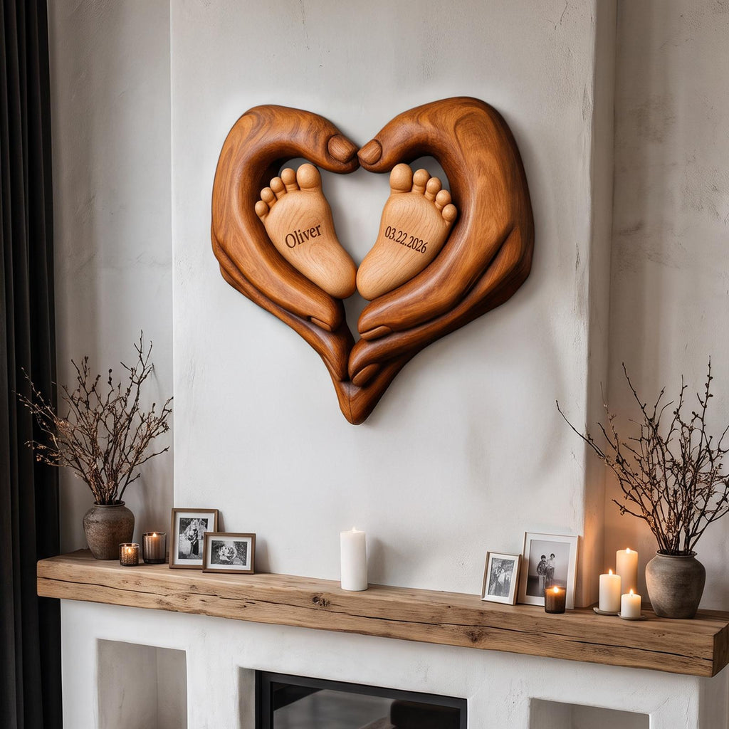 Contemporary Personalized Baby Wall Decor With Sculptural Baby Feet Design For Nursery And Bedroom