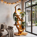 Rustic Halloween Tree Plant Stand With Hanging Lamp For Living Room