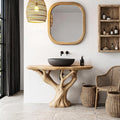 Rustic Live Edge Bathroom Vanity With Natural Wood Base For Bathroom