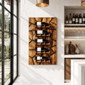 Rustic Wall Mounted Wine Holder With Geometric Bottle Display For Dining Room