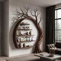Natural Tree Bookshelf With Circular Branch Design For Living Room And Reading Nook