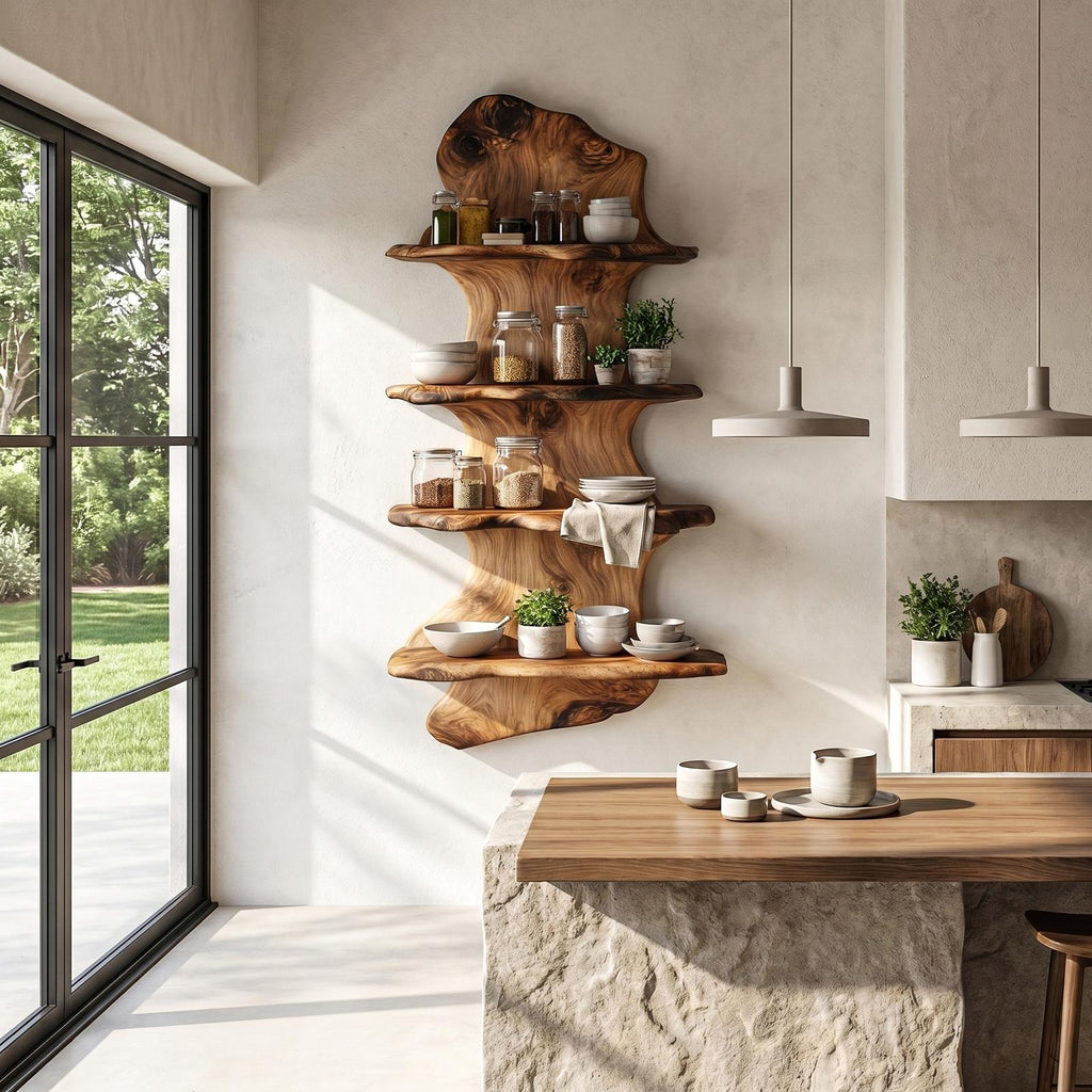 Handcrafted Floating Shelf Sculptural Tree Design For Home Decor