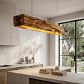 Organic Modern Pendant Light, Sculptural Wood Beam Hanging Ceiling Fixture for Kitchen Island & Living Room, Model