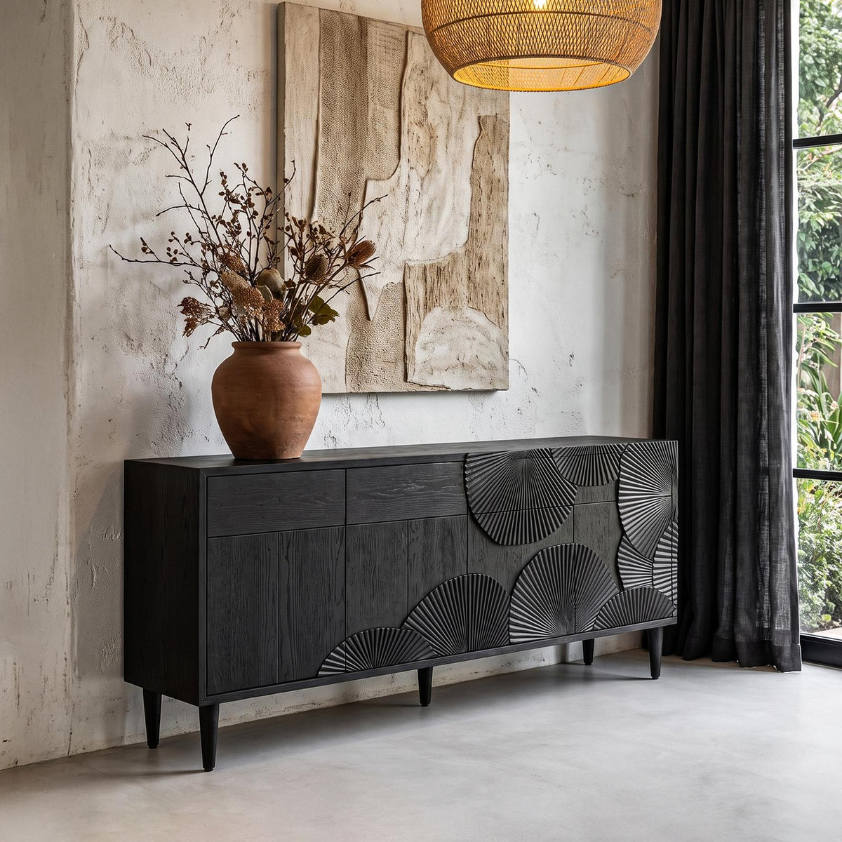 Organic Storage Cabinet With Flowing Cutout Design For Entryway And Hallway SINLHASD003
