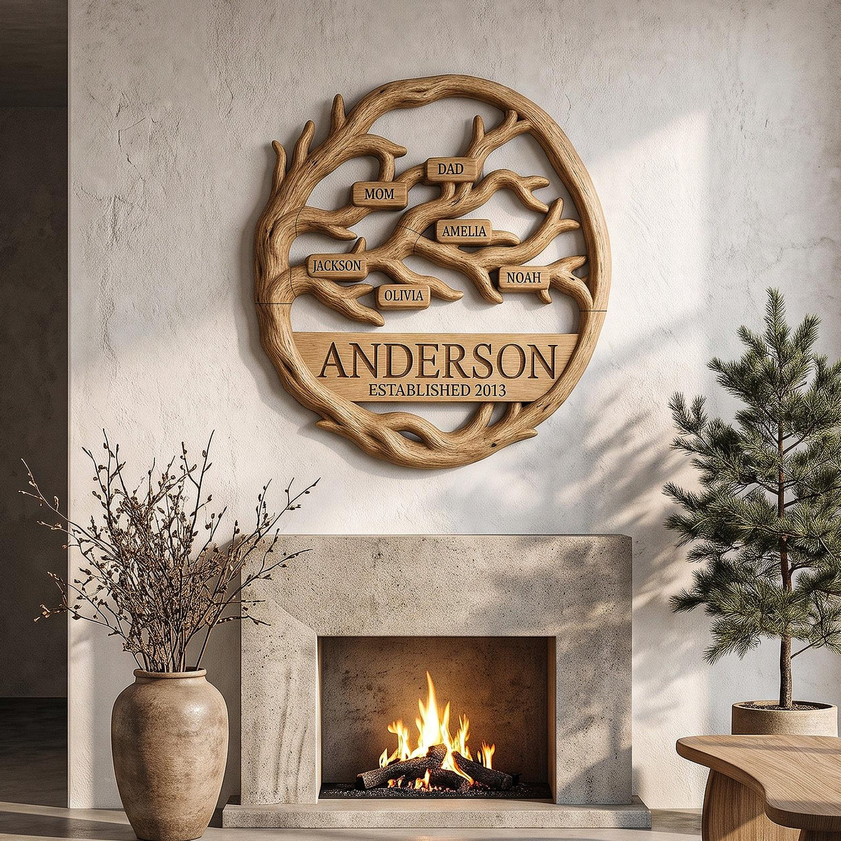 Organic Personalized Family Tree Wall Decor For Living Room And Entryway