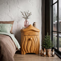 Minimalist Solid Wood Bedside Table With Artistic Door Design SINLHANS293