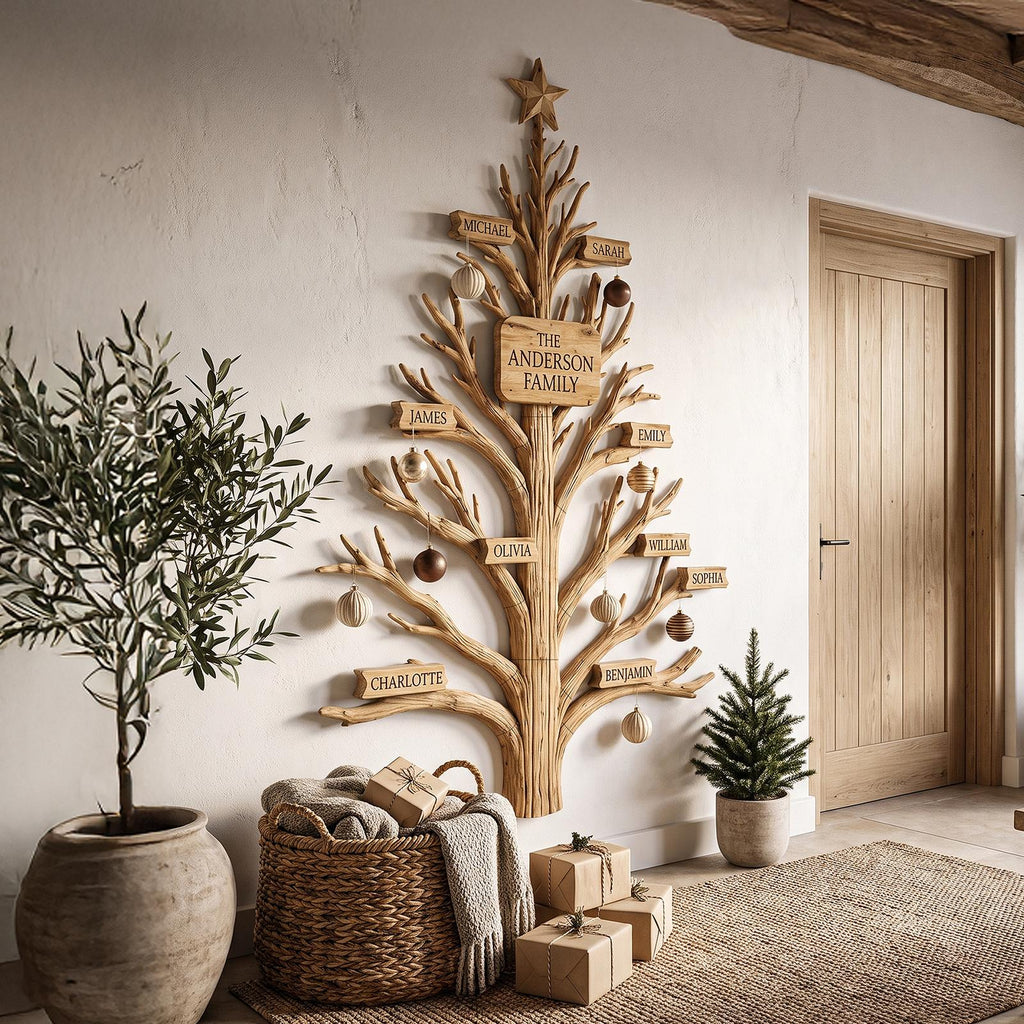 Rustic Family Tree Wall Decor With Personalized Family Name For Entryway And Living Room