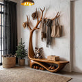 Organic Tree Shoe Bench Wall Mounted Coat Rack Storage For Entryway Hallway