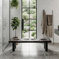 Modern Organic Wood Shower Bench, Handcrafted Waterproof Spa Bath Seat Stool for Luxury Bathroom Wet Room