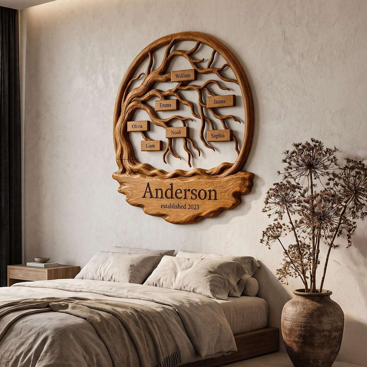 Natural Custom Family Tree Wall Art For Living Room And Entryway