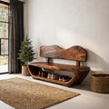 Rustic Sculptural Shoe Bench Organic Live Edge Design For Entryway Hallway