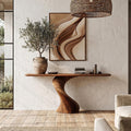 Modern Organic Console Table with Sculptural Twisted Solid Wood Base, Entryway Hallway Sofa Accent Table