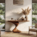 Rustic Console Table with Handcrafted Twisted Solid Wood Base, Narrow Entryway & Hallway Accent Table