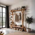 Rustic Tree Coat Rack Storage Organizer For Entryway Hallway