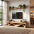 Organic Open Loop TV Cabinet Solid Wood Media Console For Living Room