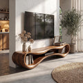 Modern Flowing Base TV Cabinet Wooden Media Unit For Living Room
