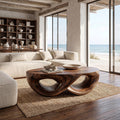 Organic Sculptural Solid Wood Coffee Table, Flowing Wood Center Table for Contemporary Living Room Lounge