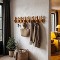 Rustic Wooden Wall Mounted Coat Rack Hook Organizer For Entryway Hallway