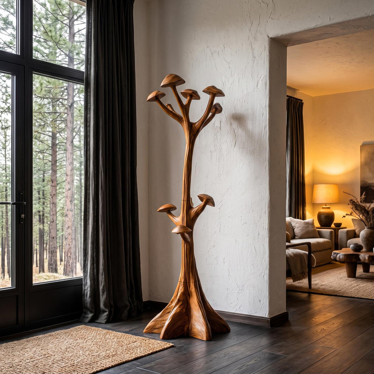 Modern Sculptural Tree Coat Rack Freestanding Design For Entryway Hallway