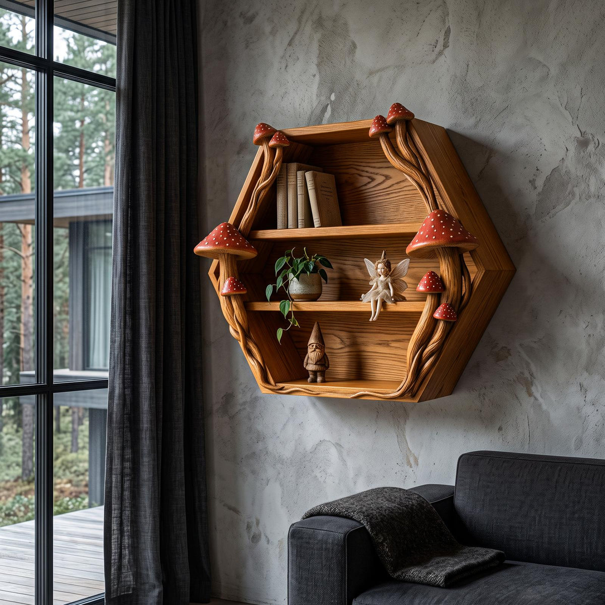 Minimalist Wall Bookshelf Handcrafted Solid Wood Shelves For Living Room