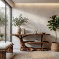 Modern Console Table with Flowing Wood Pedestal Base, Organic Wood Foyer Table for Entryway & Living Room