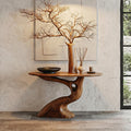 Tree-Inspired Console Table with Sculptural Wood Structure, Handcrafted Solid Wood Live Edge Entryway & Foyer Table