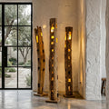 Rustic Wooden Floor Lamp with Natural Hollow Log Design, Tree Trunk Standing Lighting for Living Room & Bedroom