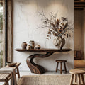 Organic Modern Console Table with Artistic Tree Root Base, Handcrafted Live Edge Entryway & Foyer Table