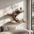 Organic Tree Branch Floating Shelf, Sculptural Wall Storage Solid Wood Ledge