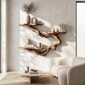 Rustic Floating Shelf with Display Storage, Solid Wood Wall Mounted Organizer Ledge