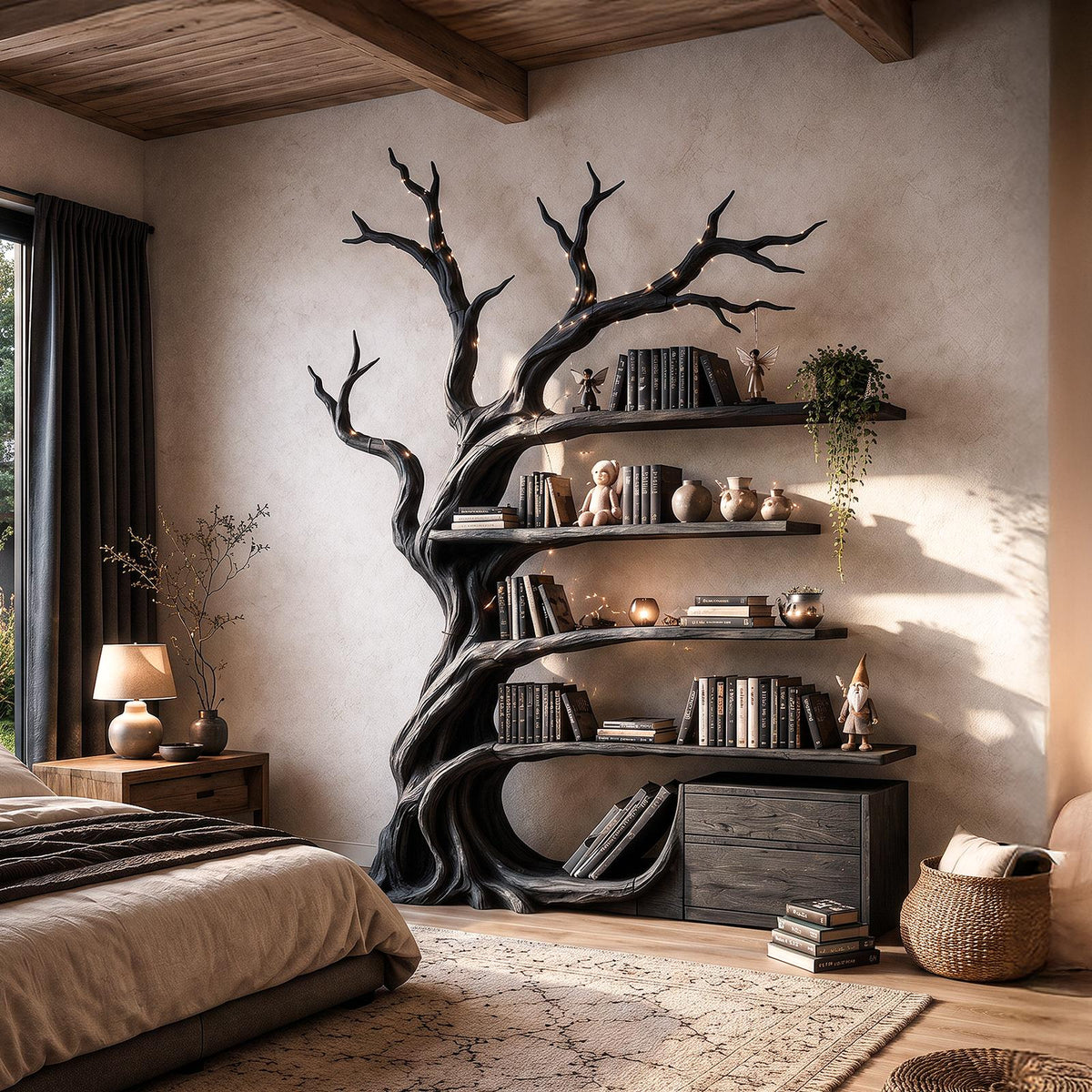 Modern Tree Bookshelf Handcrafted Branch Shelves For Home Library