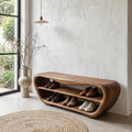 Handcrafted Shoe Bench with Open Storage, Rustic Wooden Entryway Sitting Bench Organizer