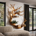 Rustic Tree Bookshelf With Sculptural Circular Branch Design For Living Room