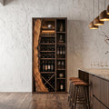 Rustic Wood Wine Cabinet, Live Edge Inlay & Built-In Bottle Storage Bar Credenza for Dining Room