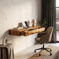Rustic Floating Desk With Live Edge Design For Home Office And Workspace
