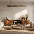 Organic Modern TV Cabinet, Handcrafted Sculptural Wood Grain Media Console Board with Storage for Living Room, Model