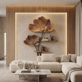 Organic Tree Wall Shelf, Leaf Shape Design Floating Solid Wood Display Rack for Bedroom Living Room