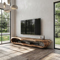 Sculptural Wood TV Cabinet, Handcrafted Nature-Inspired Artistic Media Console Credenza for Living Room, Model