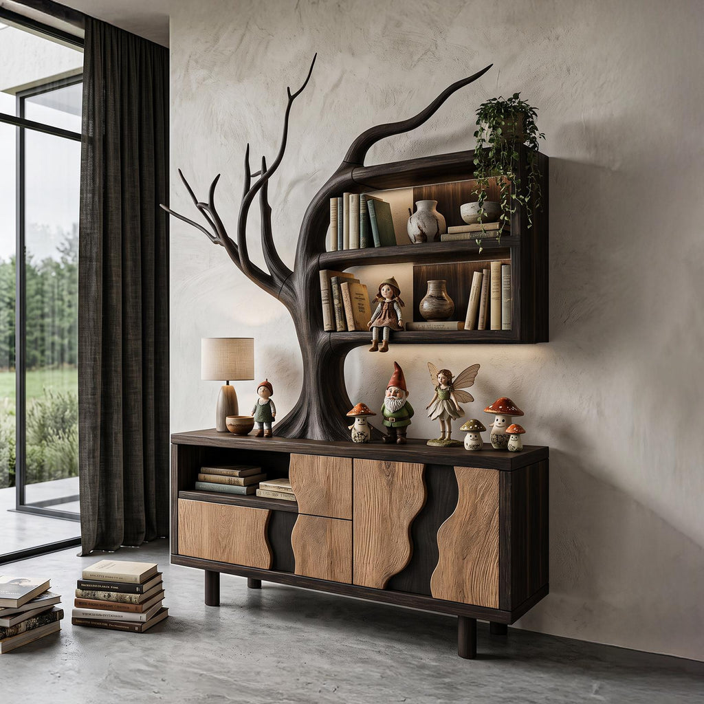 Modern Cabinet With Integrated Tree Branch Design For Living Room