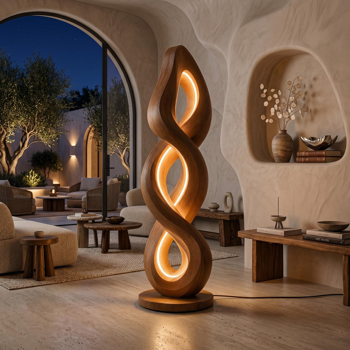 Organic Helix Lamp With Shelf For Interior
