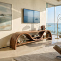 Contemporary Organic TV Stand, Handcrafted Wood Media Console Cabinet for Living Room