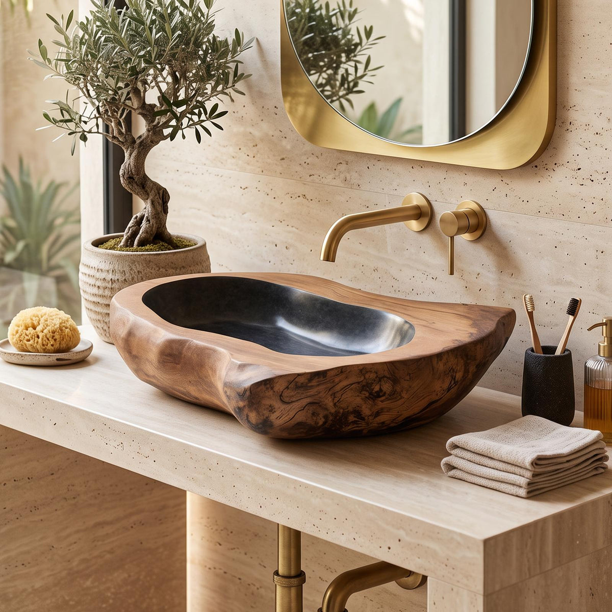 Rustic Farmhouse Solid Wood Sink For Bathroom Styling