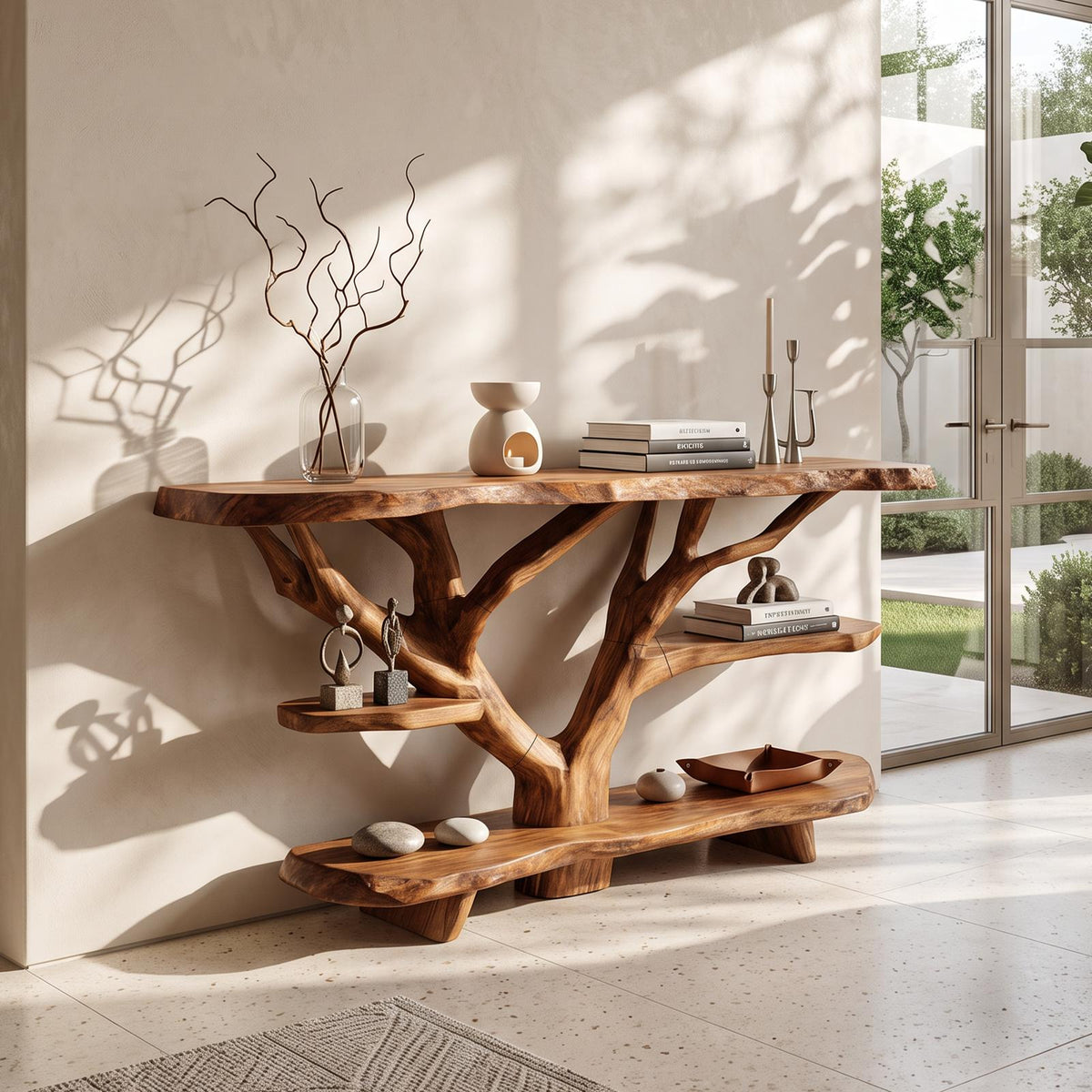 Mid Century Live Edge Entryway Table For Contemporary Bedroom Decor SILDTTNCS059