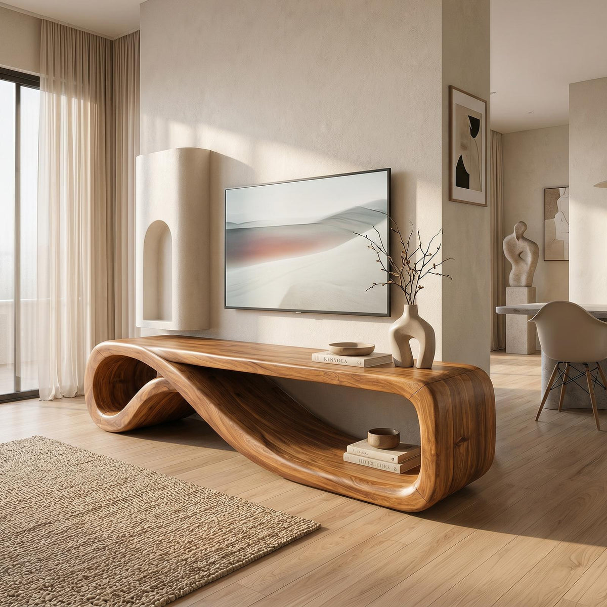 Modern Entertainment Center Sculptural Wood Furniture