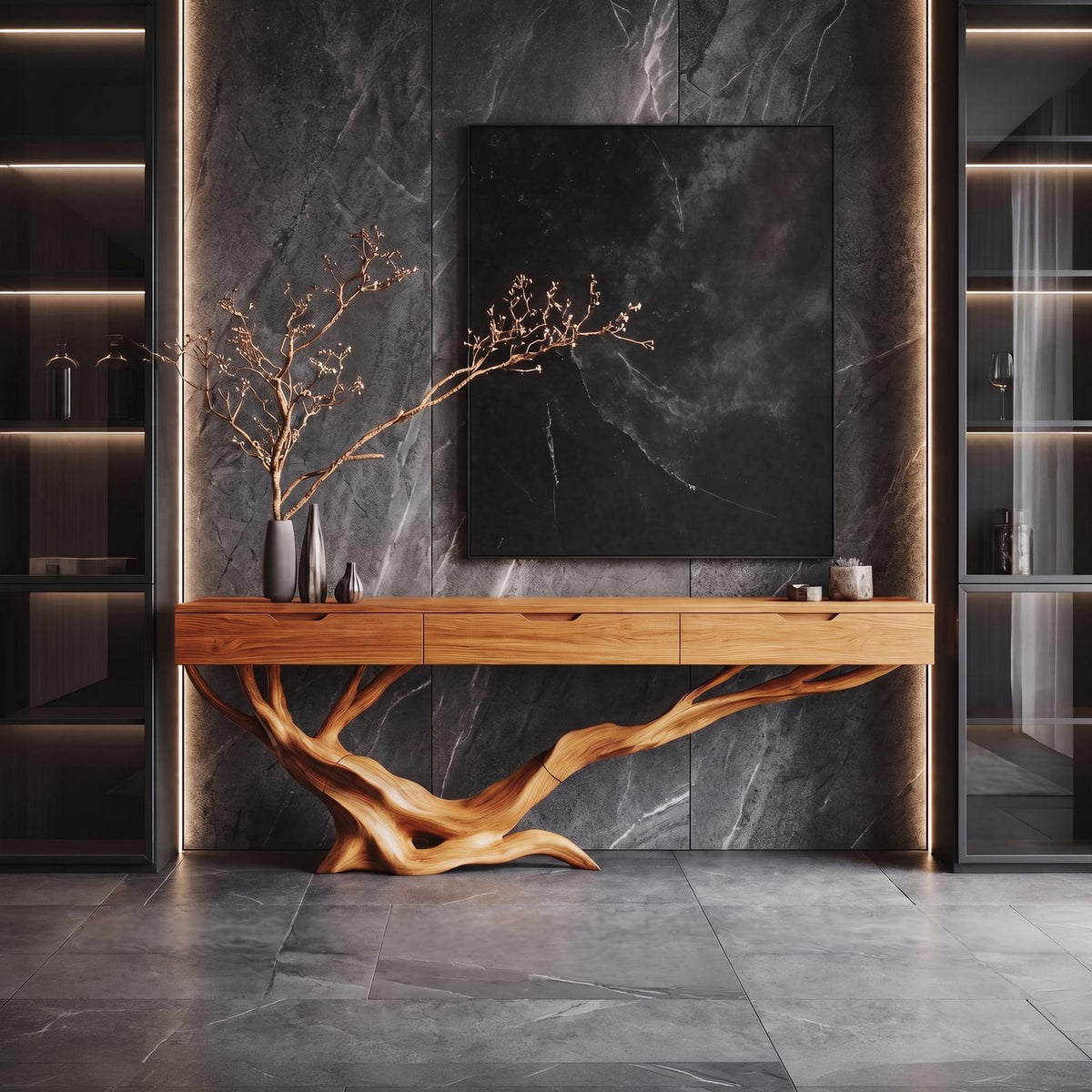 Mid Century Live Edge Entryway Table For Furniture Decor Modern