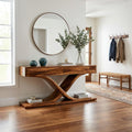Sculptural Wooden Console Table For Modern Living Room