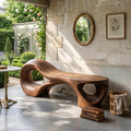 Spry Interior Contemporary Arched Cutout Bench, Modern Solid Wood Entryway Foyer Bench & Mudroom Accent Seating, Natural Finish, SILDTTNBEN021